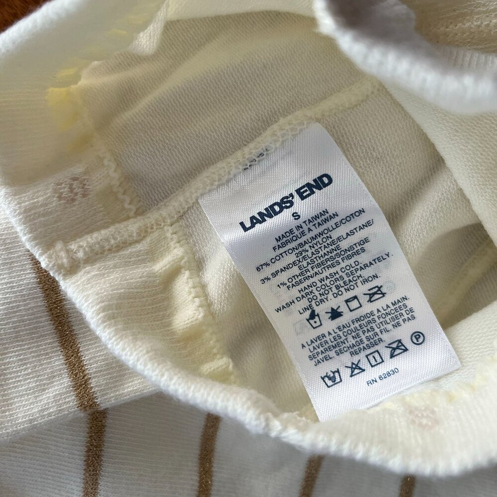 Lands' End ivory and gold stripe tights S NWOT - Picture 4 of 5
